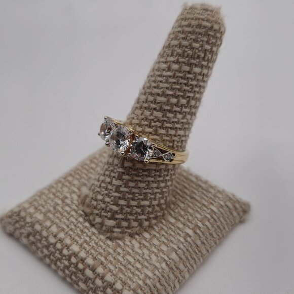 Size 8.75 Gold Over Sterling Silver Quality Cubic Zirconia Gems Ring A3222 - Picture 4 of 9